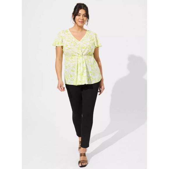 torrid Tops - Torrid Georgette Twist Surplice Flutter Sleeve Blouse Womens 2X Green Floral NWT